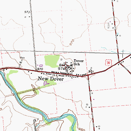Topographic Map of Dover School, OH