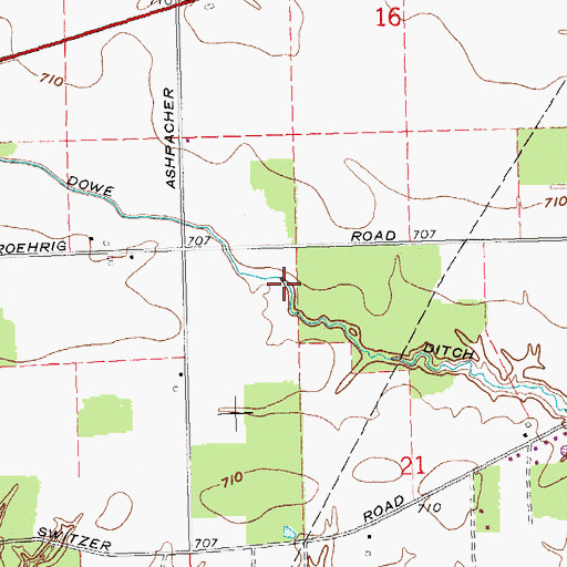 Topographic Map of Dowe Ditch, OH
