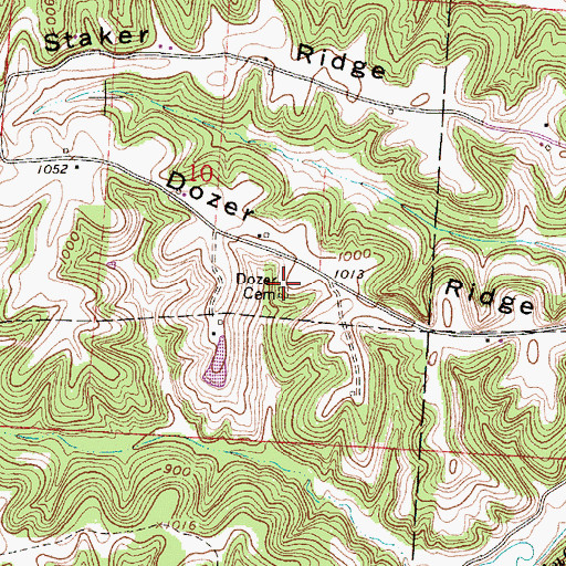 Topographic Map of Dozer Cemetery, OH