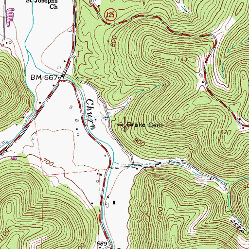 Topographic Map of Drake Cemetery, OH