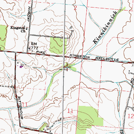 Topographic Map of Dresbach Creek, OH