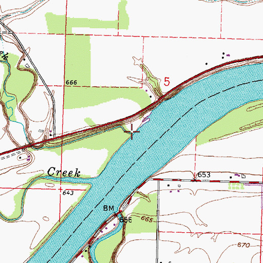 Topographic Map of Dry Creek, OH