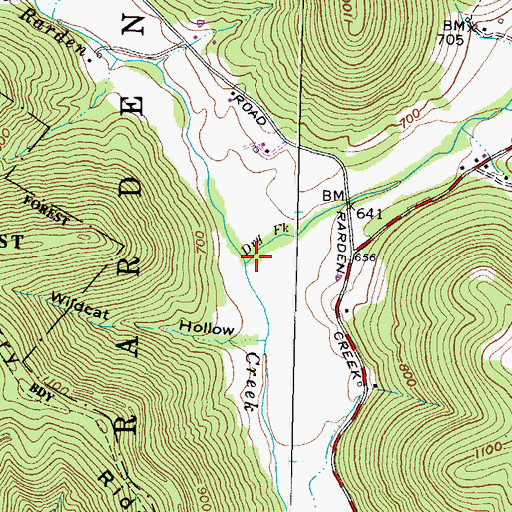Topographic Map of Dry Fork, OH