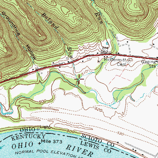 Topographic Map of Dry Run, OH