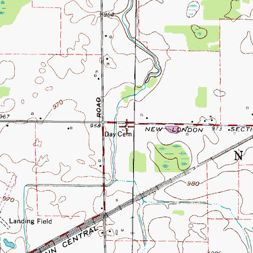 Topographic Map of Day Cemetery, OH