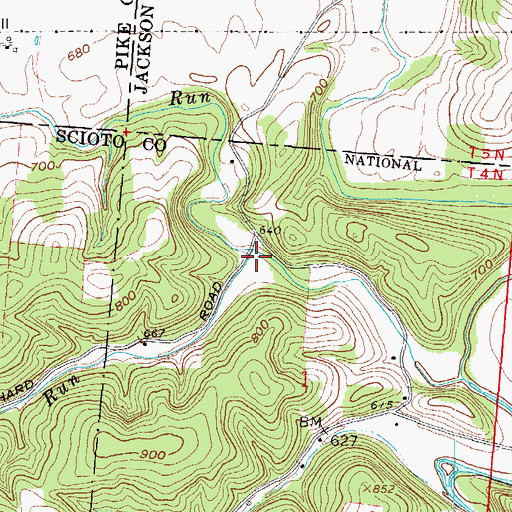 Topographic Map of Dry Run, OH