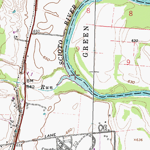 Topographic Map of Dry Run, OH