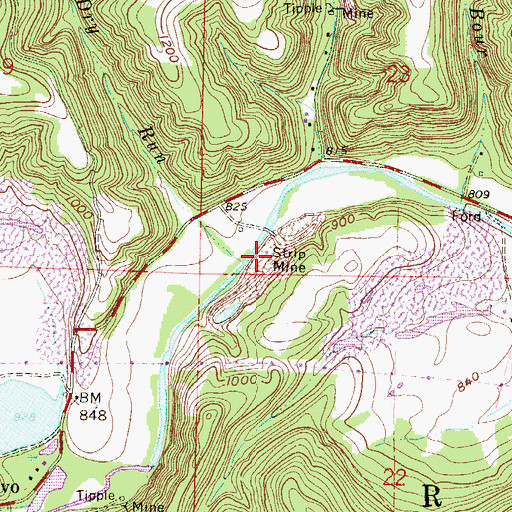 Topographic Map of Dry Run, OH
