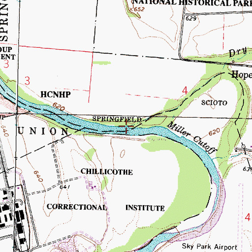 Topographic Map of Dry Run, OH