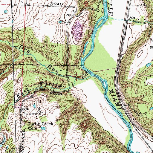 Topographic Map of Dry Run, OH