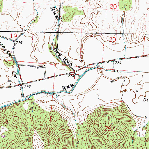 Topographic Map of Dry Run, OH