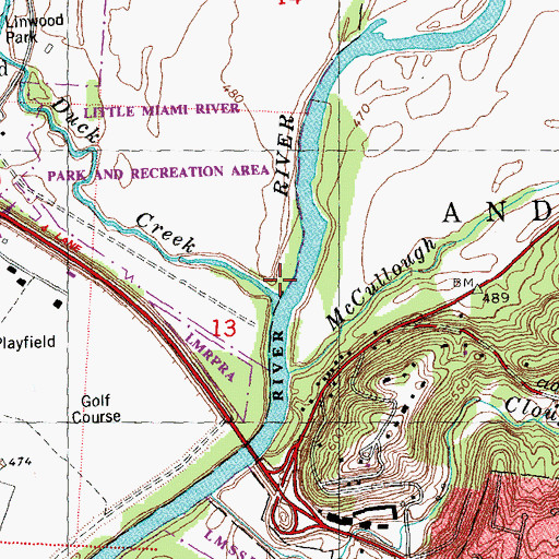 Topographic Map of Duck Creek, OH