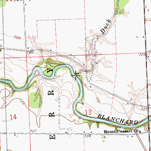 Topographic Map of Duck Run, OH