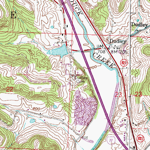 Topographic Map of Dudley Cemetery, OH