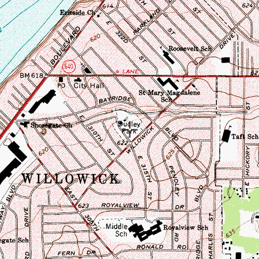 Topographic Map of Dudley Park, OH