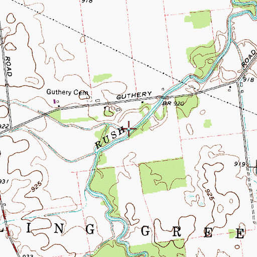 Topographic Map of Dudley Run, OH