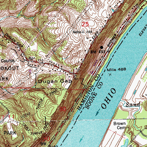 Topographic Map of Dugan Gap, OH