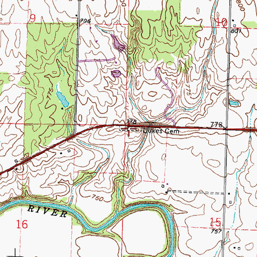 Topographic Map of Dukes Cemetery, OH