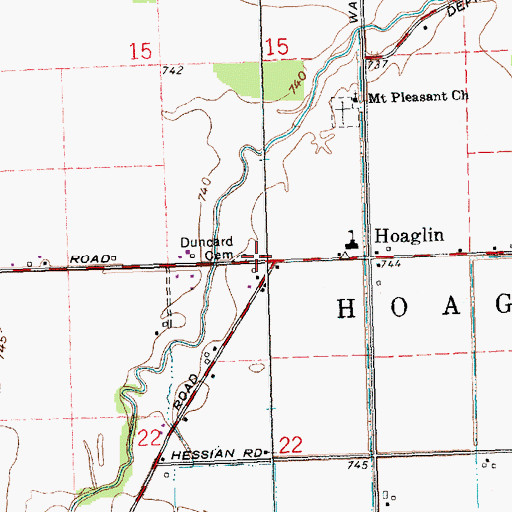 Topographic Map of Duncard Cemetery, OH