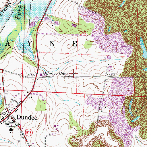 Topographic Map of Dundee Cemetery, OH