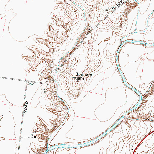 Topographic Map of Dunham Cemetery, OH