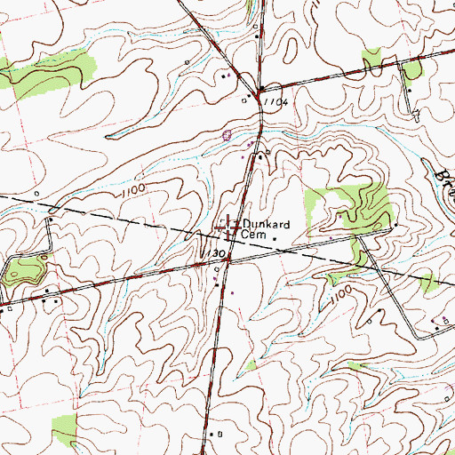 Topographic Map of Dunkard Cemetery, OH
