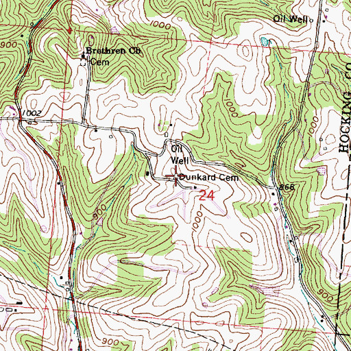 Topographic Map of Dunkard Cemetery, OH