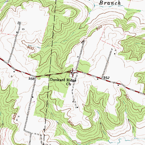 Topographic Map of Dunkard Ridge Church, OH