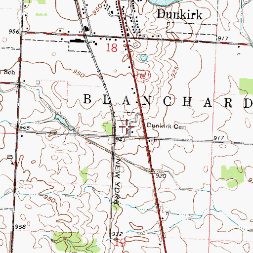 Topographic Map of Dunkirk Cemetery, OH