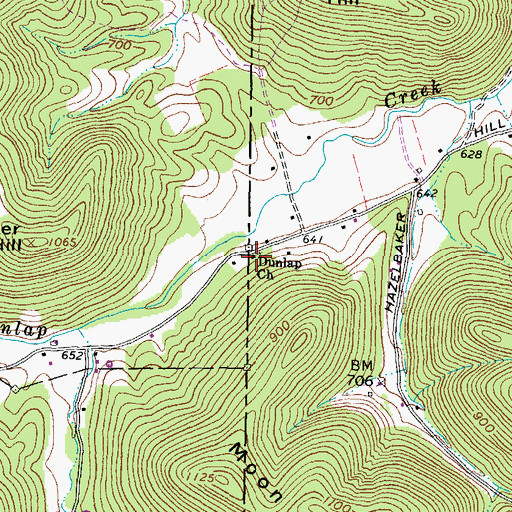 Topographic Map of Dunlap Church, OH
