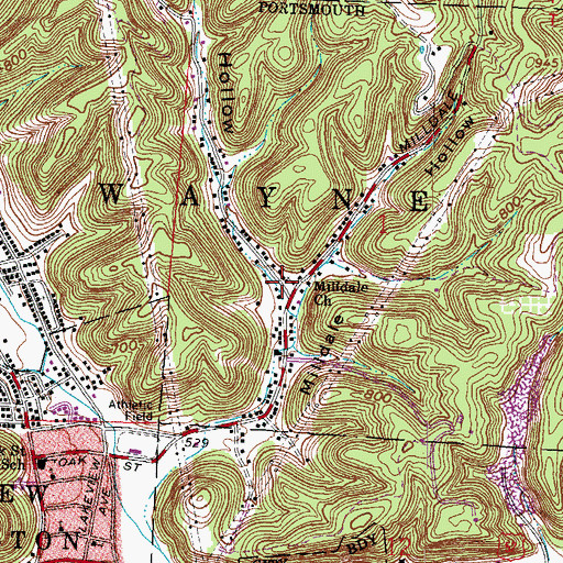 Topographic Map of Dunlop Hollow, OH
