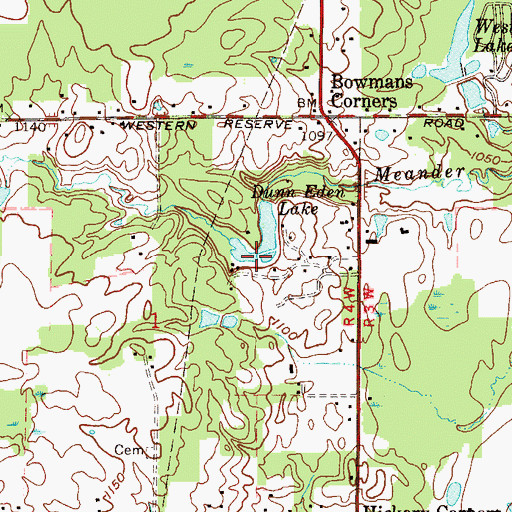 Topographic Map of Dunn Eden Lake, OH