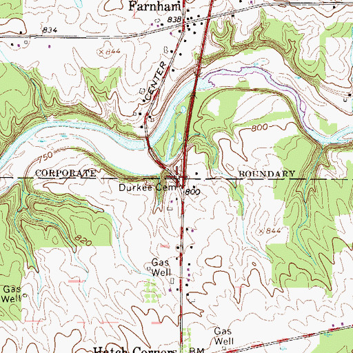Topographic Map of Durkee Cemetery, OH