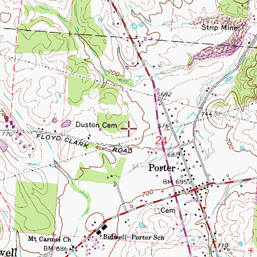 Topographic Map of Duston Cemetery, OH
