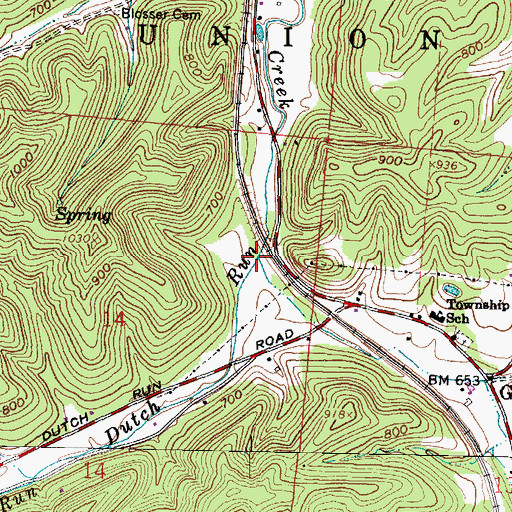 Topographic Map of Dutch Run, OH
