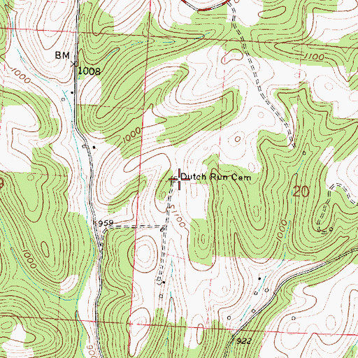 Topographic Map of Dutch Run Cemetery, OH