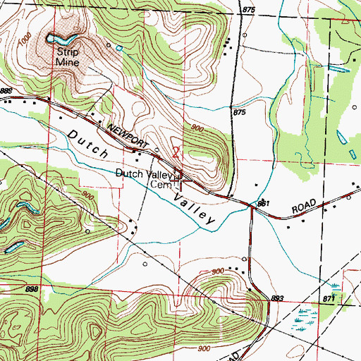Topographic Map of Dutch Valley Cemetery, OH