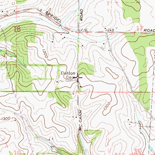 Topographic Map of Dutton Cemetery, OH