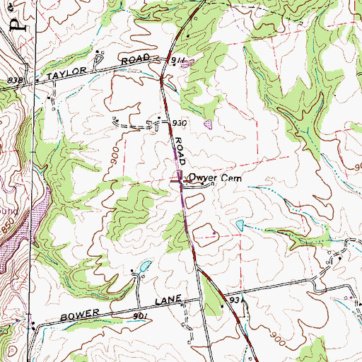 Topographic Map of Dwyer Cemetery, OH