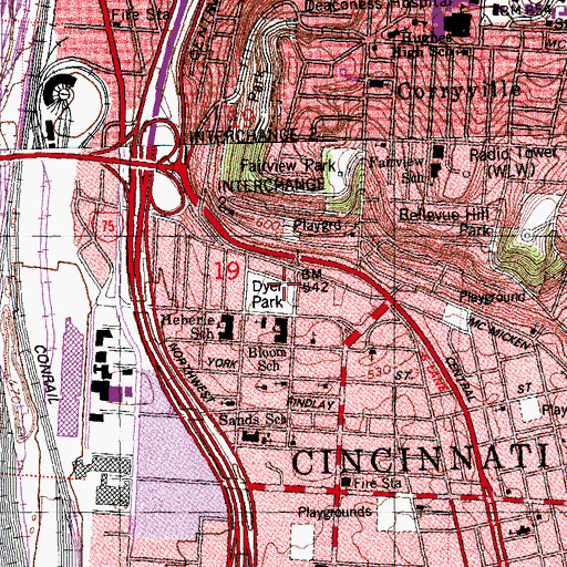 Topographic Map of Dyer Park, OH