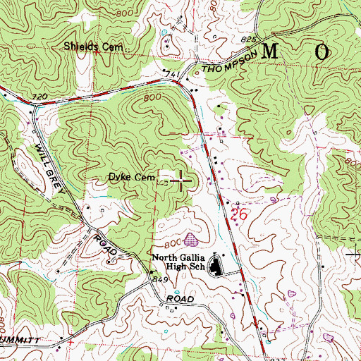 Topographic Map of Dyke Cemetery, OH