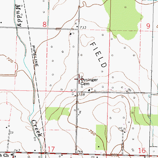 Topographic Map of Dysinger Cemetery, OH
