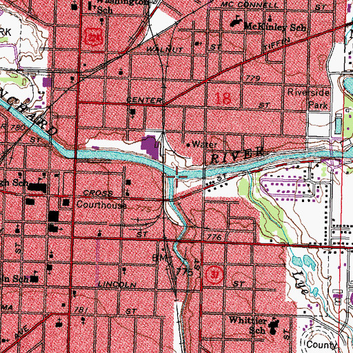 Topographic Map of Eagle Creek, OH