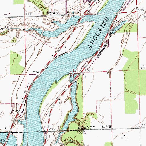 Topographic Map of Eagle Creek, OH