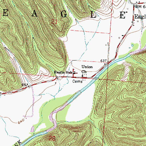 Topographic Map of Eagle School, OH