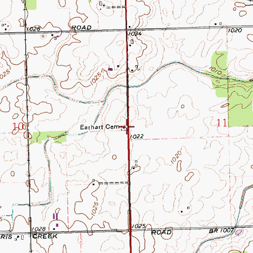 Topographic Map of Earhart Cemetery, OH