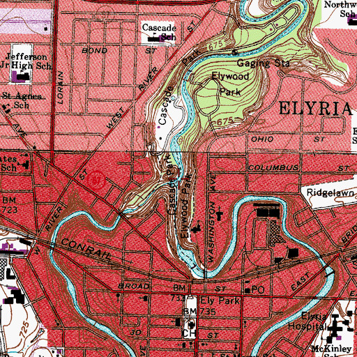 Topographic Map of East Branch Black River, OH