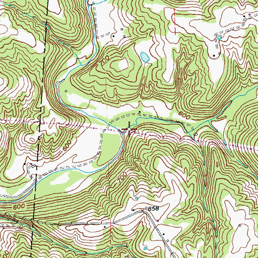 Topographic Map of East Branch Bullskin Creek, OH