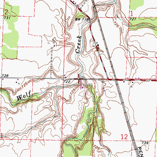 Topographic Map of East Branch East Branch Wolf Creek, OH