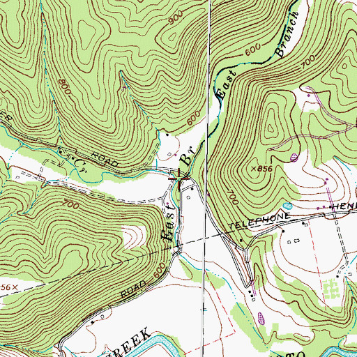 Topographic Map of East Branch McCullough Creek, OH